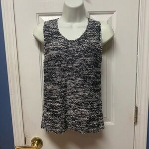 Ball Of Cotton Made In USA Knit Space Dye Sweater Tank Top Black White Size s